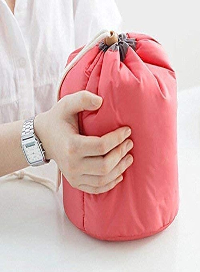 WEELZONE حقيبة مكياج WEELZONE للنساء، منظم أدوات تجميل للسفر، صندوق منظم على شكل برميل، حقيبة مقاومة للماء وحقيبة حمل محمولة للفتيات (متعددة الألوان) - Image 5