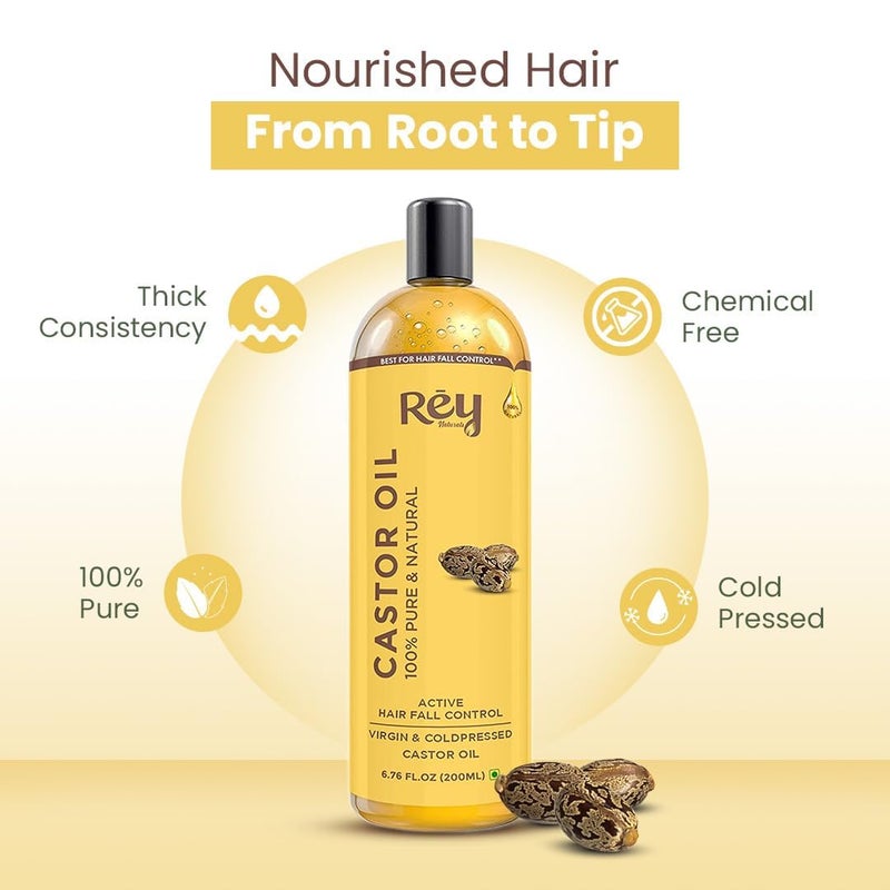 Rey Naturals Rey Naturals Cold Pressed Castor Oil 200ml - Image 2