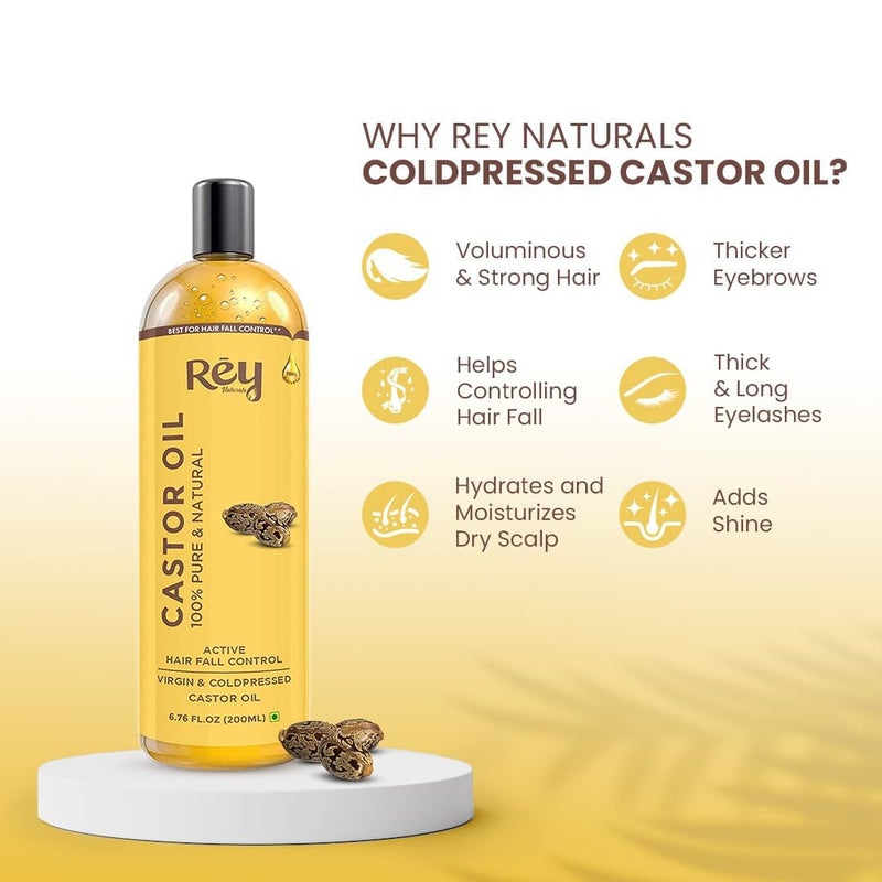 Rey Naturals Rey Naturals Cold Pressed Castor Oil 200ml - Image 4