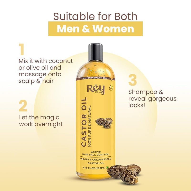 Rey Naturals Rey Naturals Cold Pressed Castor Oil 200ml - Image 5
