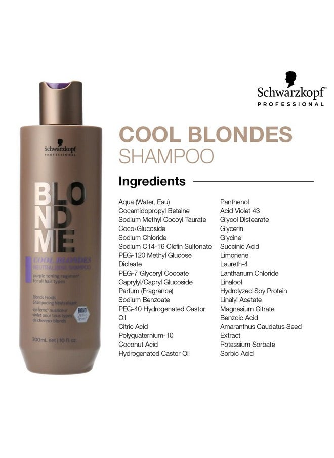 BlondMe - BLONDME Cool Blondes Neutralizing Shampoo - Moisturizing Hair Cleanser with Purple Toning Pigments - Neutralizes Yellow Tones and Brassiness in All Blonde Hair Types, 300ml - Image 1