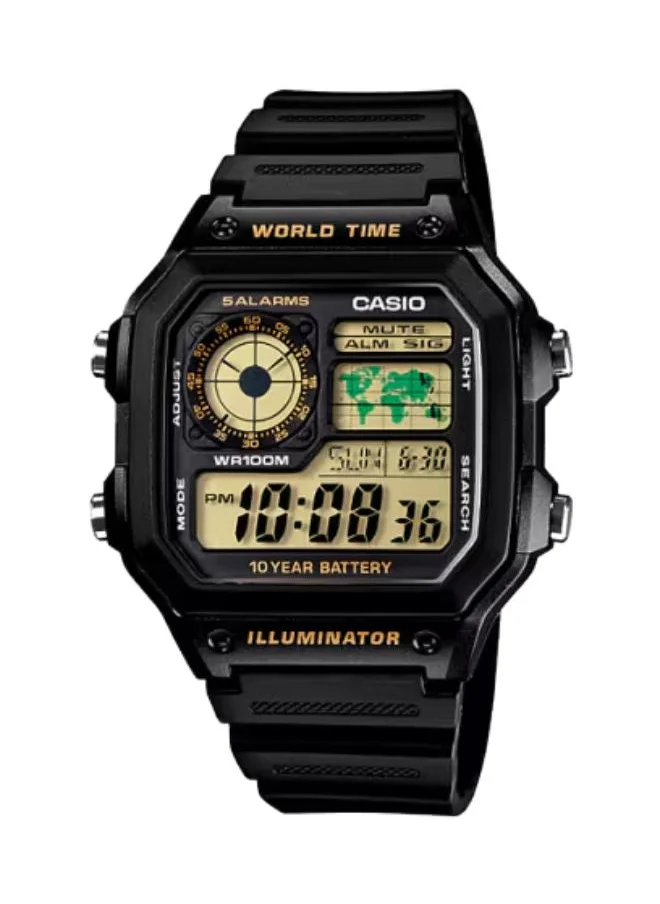 كاسيو Men's Digital Display Watch With Black Resin Strap - AE-1200WH-1BVDF