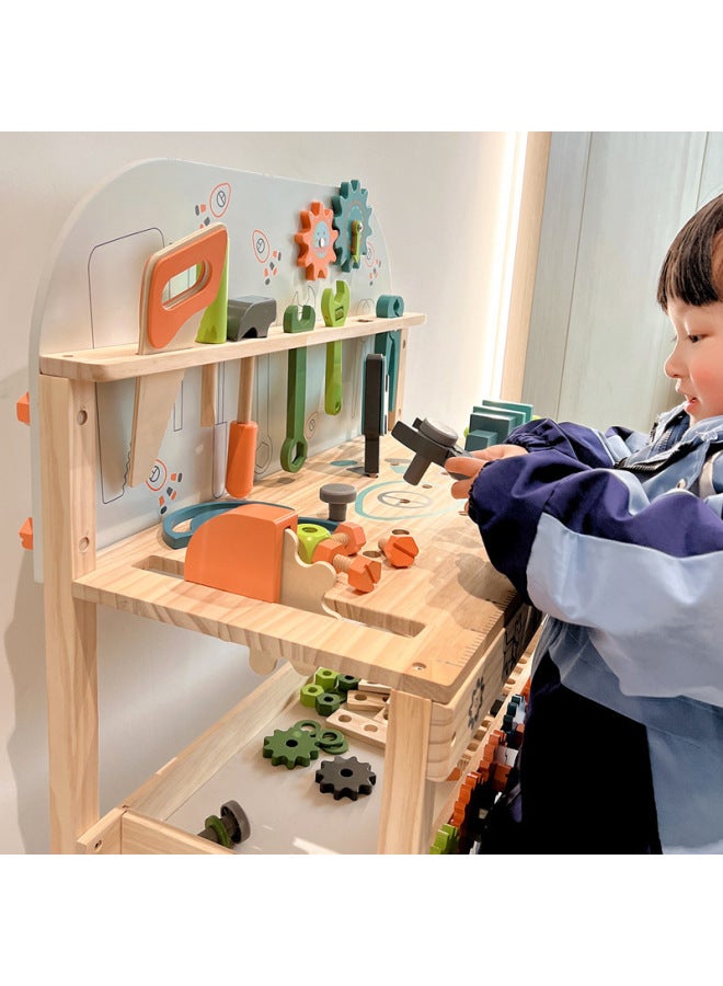 Children's Wooden Multi-functional Simulated Repair Screwdriver Screwdriver Toolbox Pretend Play Education Intelligence Toys-Color:Nut Disassembly And Assembly Tool Table  - Image 5