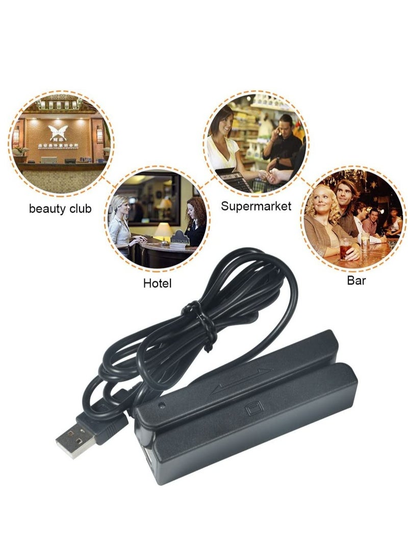 Excefore - Credit Card Reader, Magnetic Strip Card Reader Msr90 Usb 3 Tracks Pos Credit Card System Cashier Mini Mag Speed Reader Swiper, Practical Credit Card Reader - Image 1