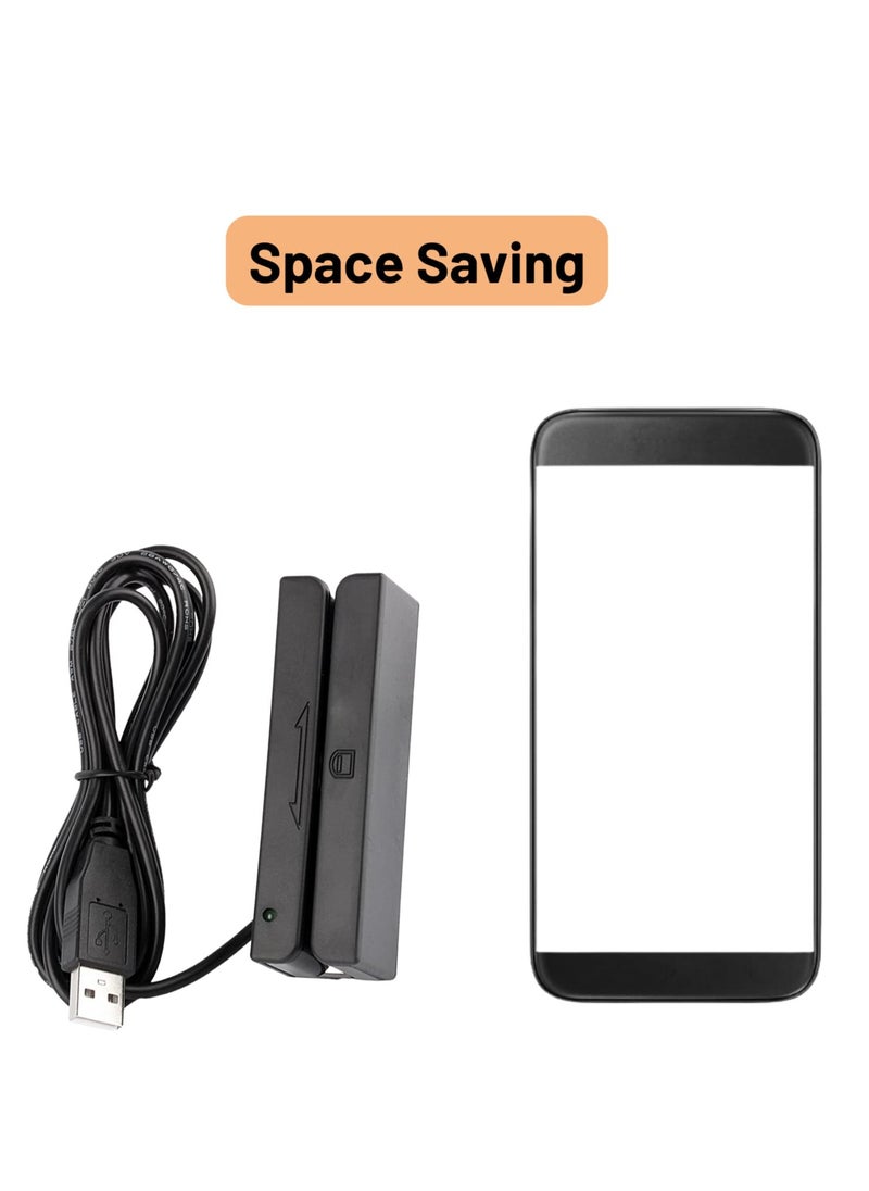 Excefore - Credit Card Reader, Magnetic Strip Card Reader Msr90 Usb 3 Tracks Pos Credit Card System Cashier Mini Mag Speed Reader Swiper, Practical Credit Card Reader - Image 1