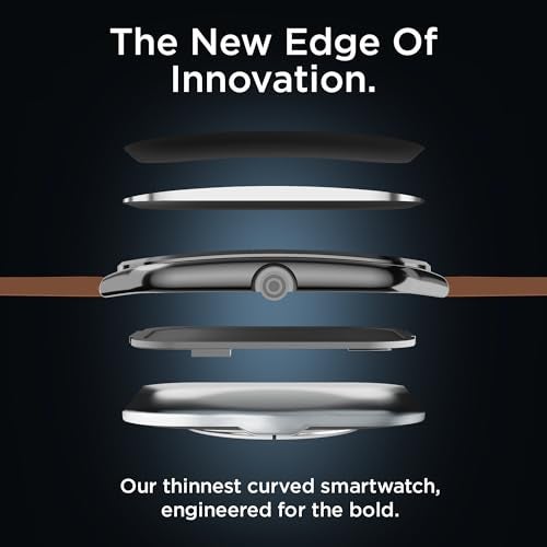 Pebble Newly Launched Royale Edge 1.93” Curved AMOLED Display Smartwatch with Always-On Display | Premium Slim Design| Rotating Crown | Bluetooth Calling | Health Suite | Premium Strap - Brown - Image 3