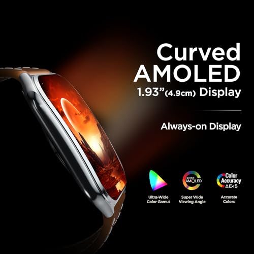 Pebble Newly Launched Royale Edge 1.93” Curved AMOLED Display Smartwatch with Always-On Display | Premium Slim Design| Rotating Crown | Bluetooth Calling | Health Suite | Premium Strap - Brown - Image 4