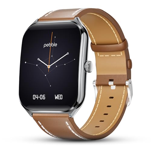 Pebble Newly Launched Royale Edge 1.93” Curved AMOLED Display Smartwatch with Always-On Display | Premium Slim Design| Rotating Crown | Bluetooth Calling | Health Suite | Premium Strap - Brown - Image 1