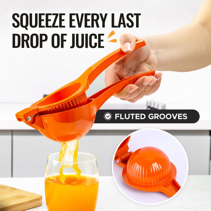 Zulay Kitchen Premium Metal Orange Squeezer â€“ Heavy-Duty Manual Citrus Juicer for Maximum Juice Extraction â€“ Ergonomic, Easy to Clean, Dishwasher Safe (Orange) - Image 5
