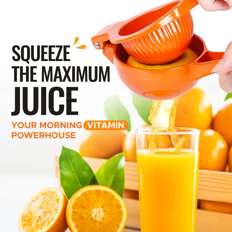 Zulay Kitchen Premium Metal Orange Squeezer â€“ Heavy-Duty Manual Citrus Juicer for Maximum Juice Extraction â€“ Ergonomic, Easy to Clean, Dishwasher Safe (Orange) - Image 2