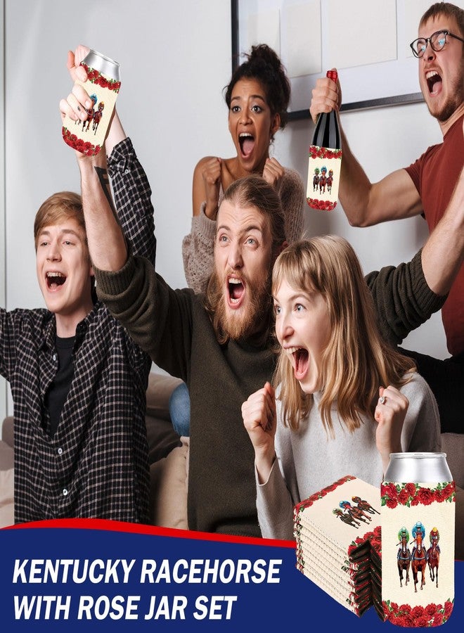 JarThenaAMCS 10 Pcs Derby Day Can Sleeves Horse Rose Cooler & Insulated Can Sleeves Horse Racing Neoprene Covers for 12oz Beverage Bottle Drink Derby Day - Image 5