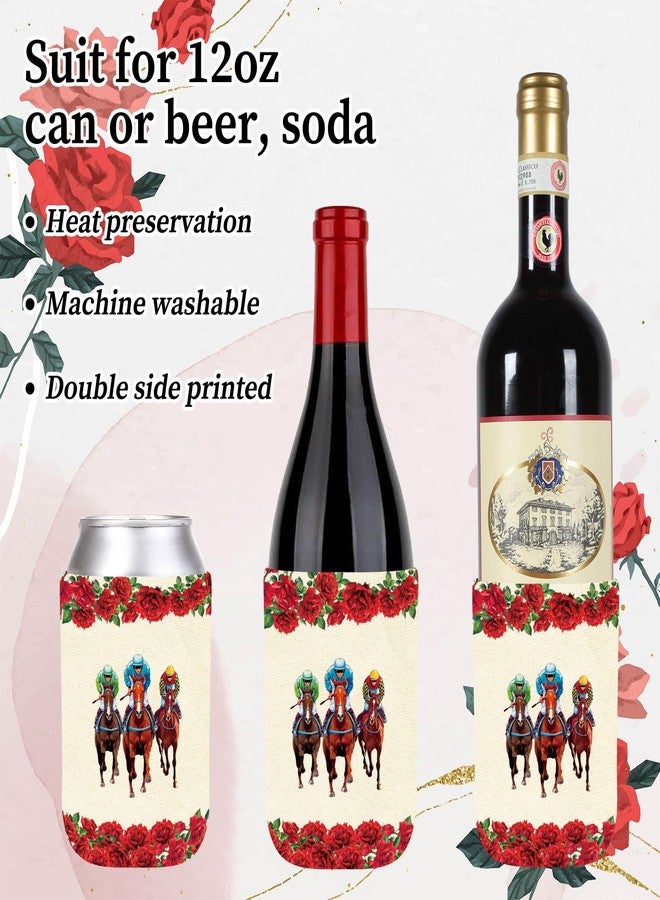 JarThenaAMCS 10 Pcs Derby Day Can Sleeves Horse Rose Cooler & Insulated Can Sleeves Horse Racing Neoprene Covers for 12oz Beverage Bottle Drink Derby Day - Image 3