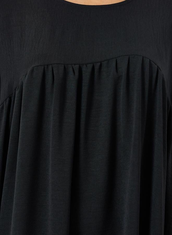 Take Two Women Black Round Neck Pleated Jalabiya - Image 3