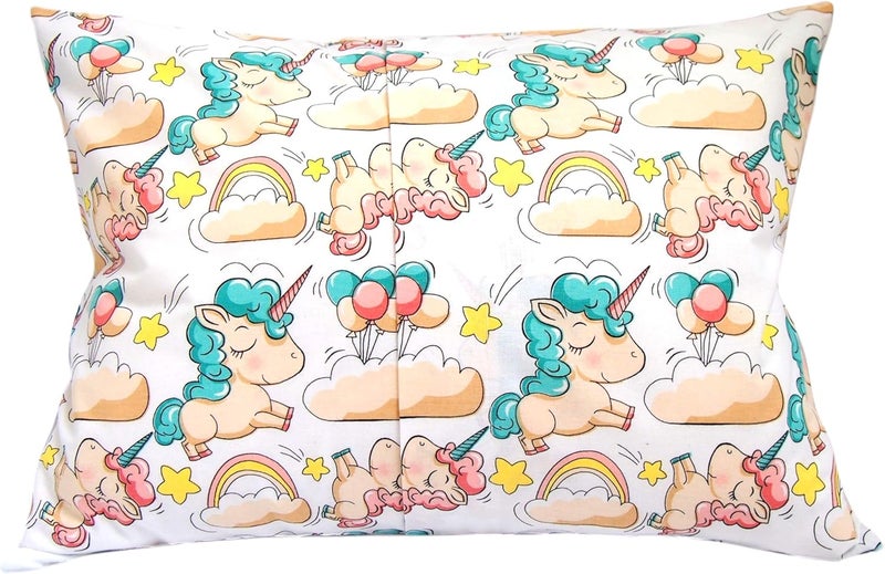 Comfy Turtles Toddler Pillowcase 13 x 18 Cotton Unicorn Pillows - Small Pillow Cases for Travel Pillows, Toddler Pillowcase Character - Green Unicorn with Balloons - Image 2