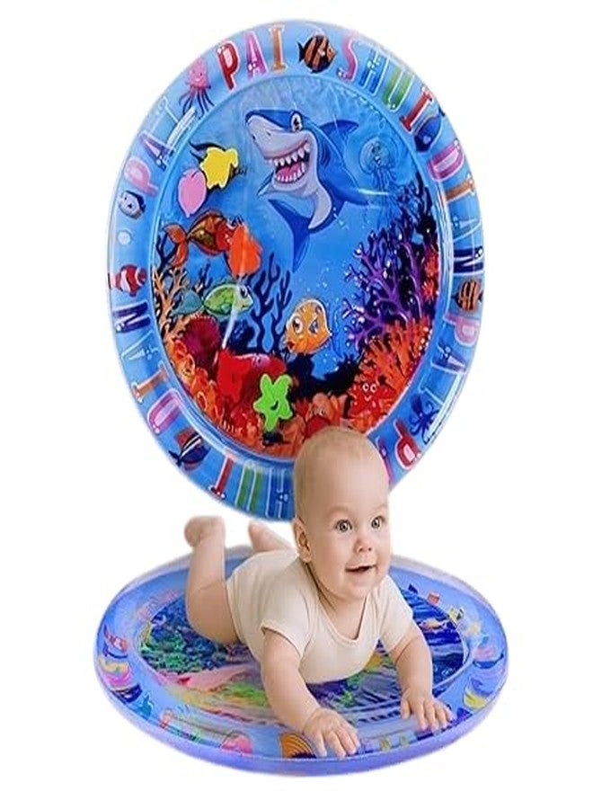 DHULKI Tummy Time Water Mat for Babies | Sensory Play Gym for 6-12 Months | Newborn Baby Essentials | Water-Filled Activity Mat | Baby Gifts | Pack of 1 (Round) - Image 1