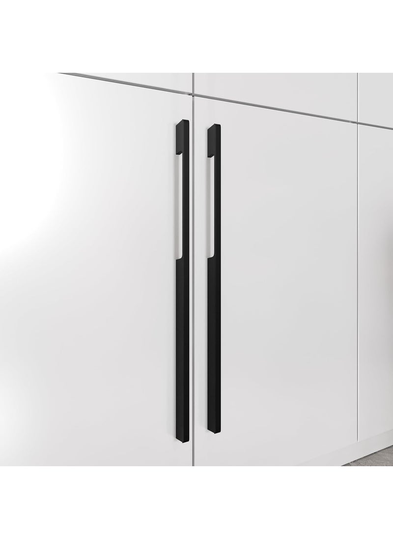 LAPO LAPO 4 Pack Wardrobe Handle 24 inch Pull Handles Long Wardrobe Handle with Comfy Grip Aluminum Handle for Kitchen Bedroom Office Cabinet Wardrobe with Screws Black 600mm 24 inch MFB  - Image 1