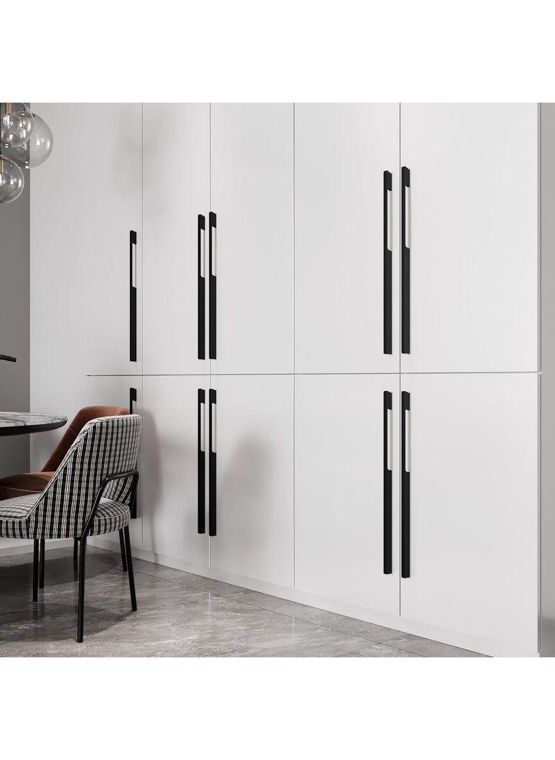 LAPO LAPO 4 Pack Wardrobe Handle 24 inch Pull Handles Long Wardrobe Handle with Comfy Grip Aluminum Handle for Kitchen Bedroom Office Cabinet Wardrobe with Screws Black 600mm 24 inch MFB  - Image 2