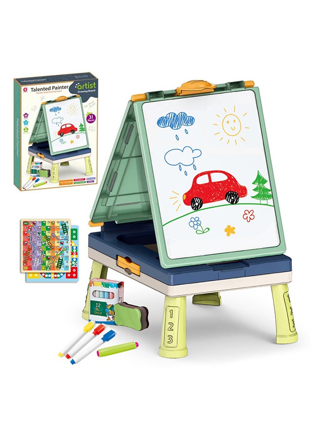 Little Story لوحة رسم لحقيبة يد الفنان مزدوجة الجوانب (31 قطعة) مع لعبة لوحية - أخضر - Image 1