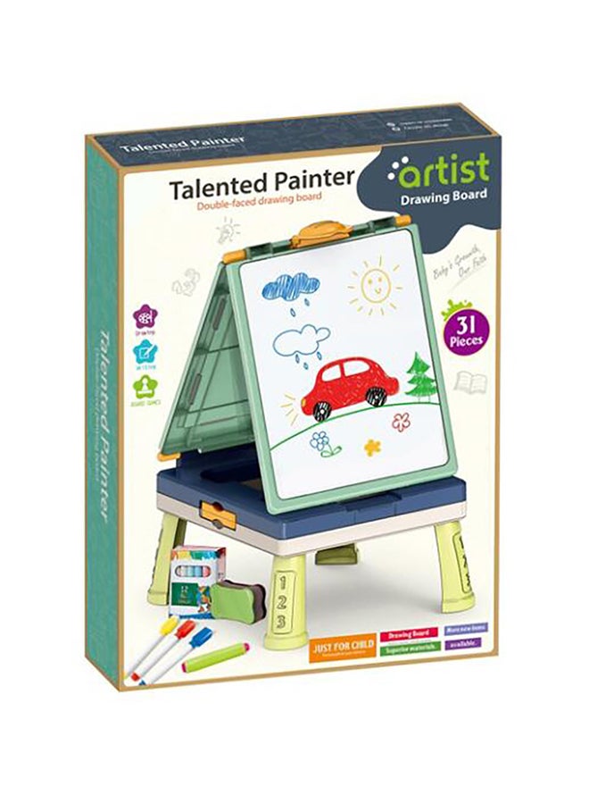 Little Story لوحة رسم لحقيبة يد الفنان مزدوجة الجوانب (31 قطعة) مع لعبة لوحية - أخضر - Image 5