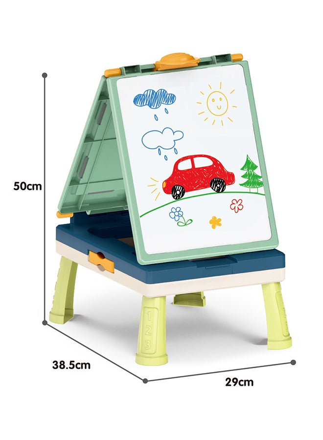 Little Story لوحة رسم لحقيبة يد الفنان مزدوجة الجوانب (31 قطعة) مع لعبة لوحية - أخضر - Image 4