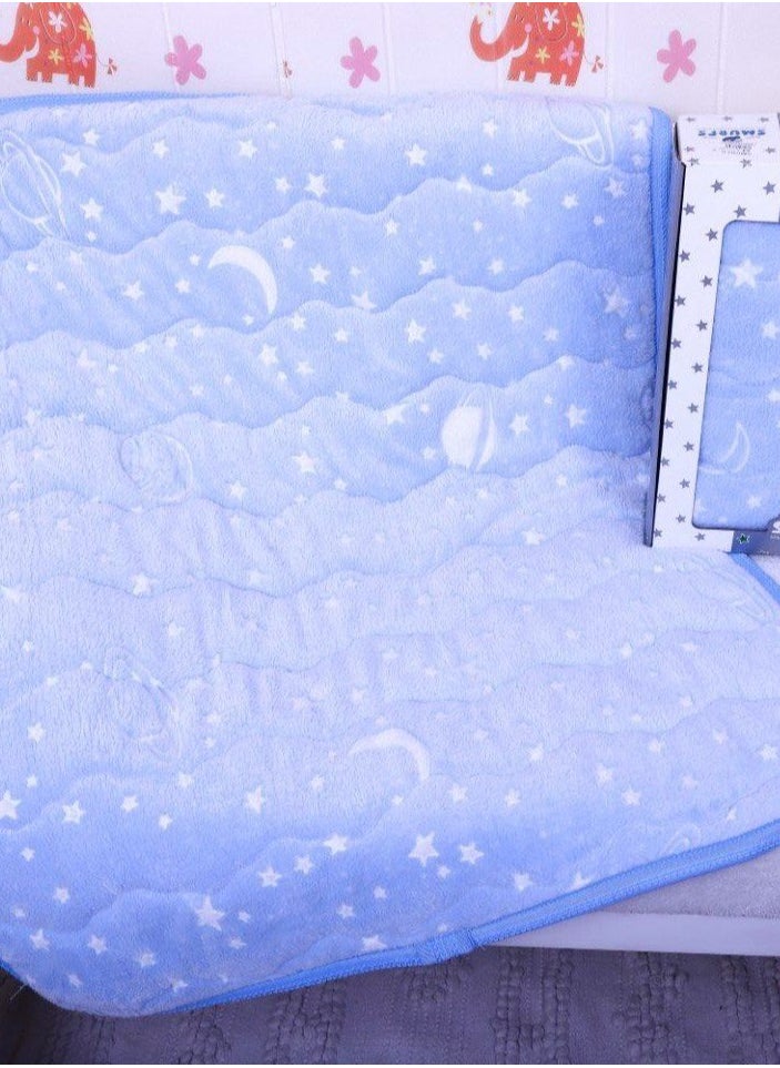 Generic baby  blanket color blue space printed & Glow size110*90cm  - Image 2