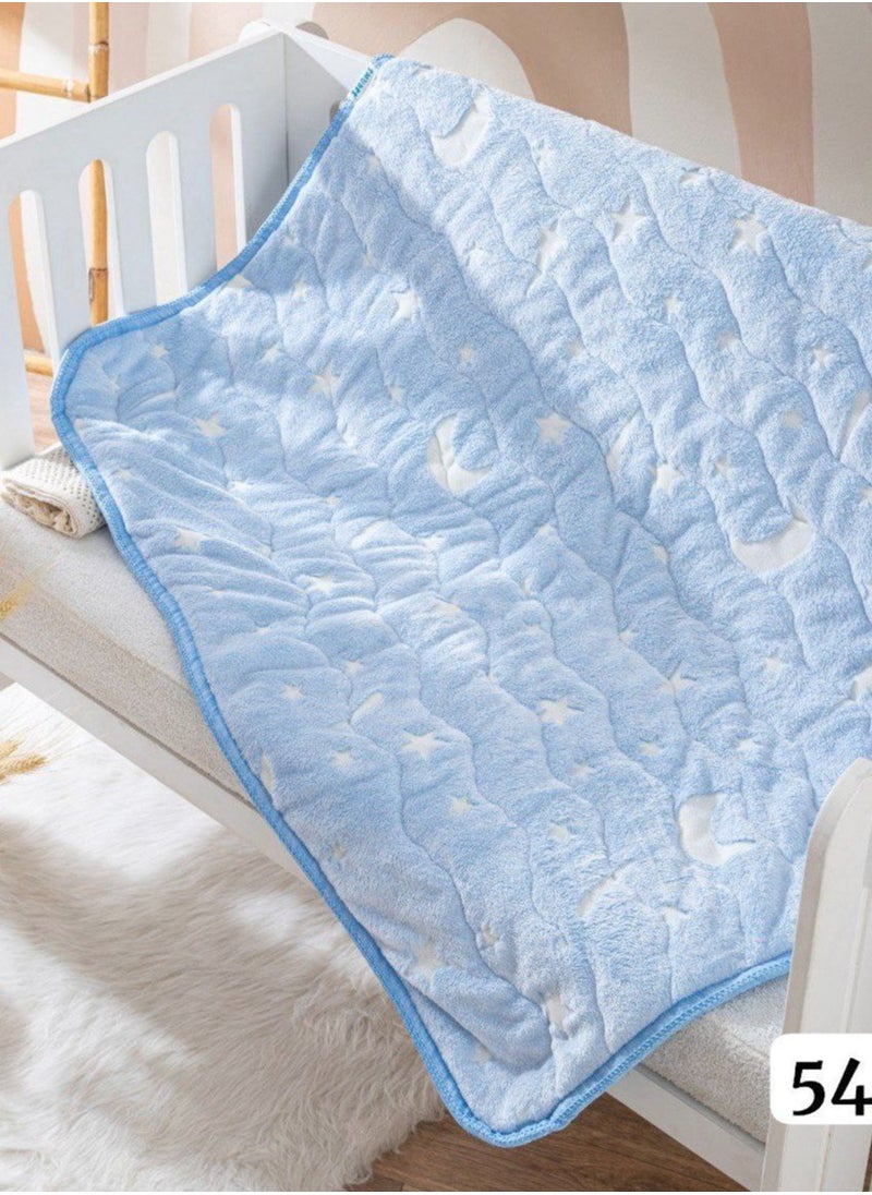 Generic baby  blanket color blue space printed & Glow size110*90cm  - Image 1