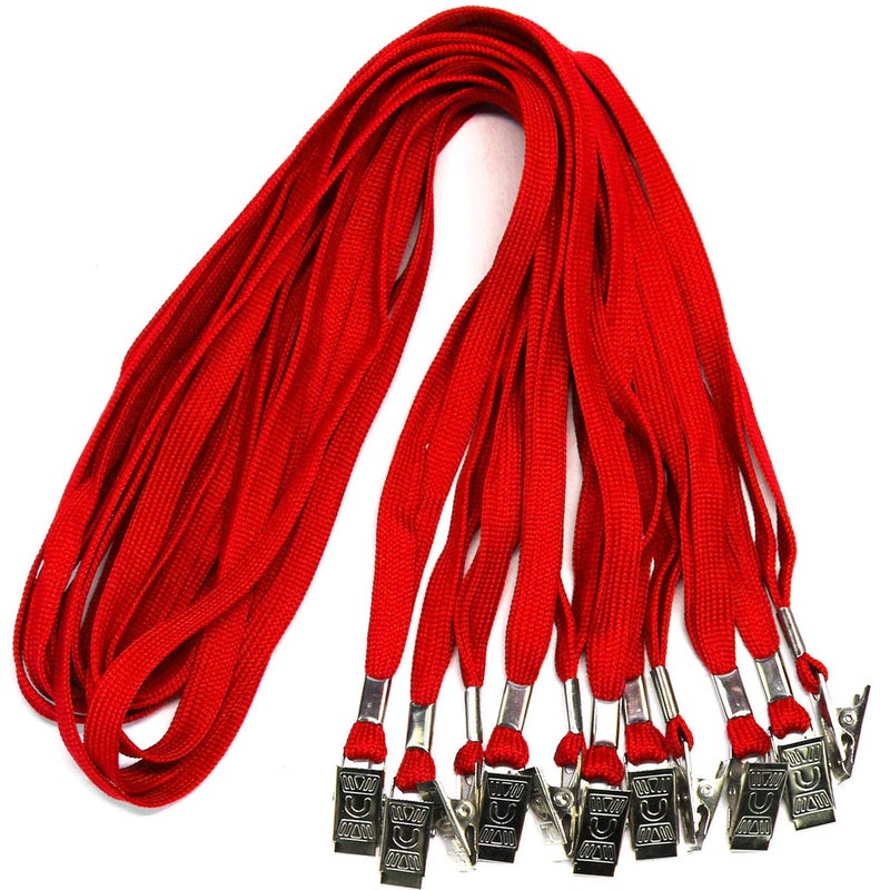 Ollain Badge Lanyards Neck Bulk Cruise Lanyards Lanyard with Clip for ID Card Name Tags Badge Holders Red 100 Pack