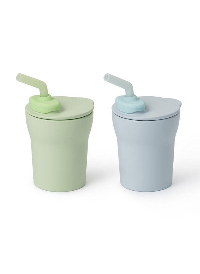 Miniware Miniware 1-2-3 Sip! Training Cup for Baby Toddler Self Feeding & Development, Tiny Cup Perfect for Baby Led Weaning, Non Drip Lid, Dishwasher Safe (2 Pack, Aqua + Key Lime)  - Image 1