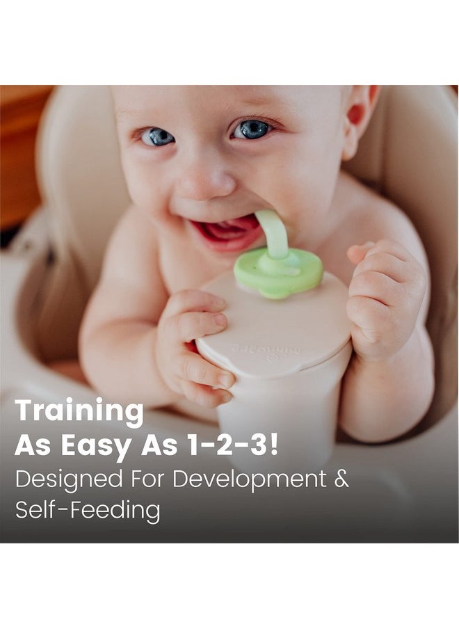 Miniware Miniware 1-2-3 Sip! Training Cup for Baby Toddler Self Feeding & Development, Tiny Cup Perfect for Baby Led Weaning, Non Drip Lid, Dishwasher Safe (2 Pack, Aqua + Key Lime)  - Image 2