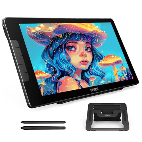 VEIKK Studio 16 Drawing Tablet with Screen 156 Inch Pen Display FullLaminated AntiGlare Glass 125 sRGB16384 Pressure BatteryFree Pen 2 Pcs 5 Shortcut Keys and Quick Dial Adjustable Stand - Image 1