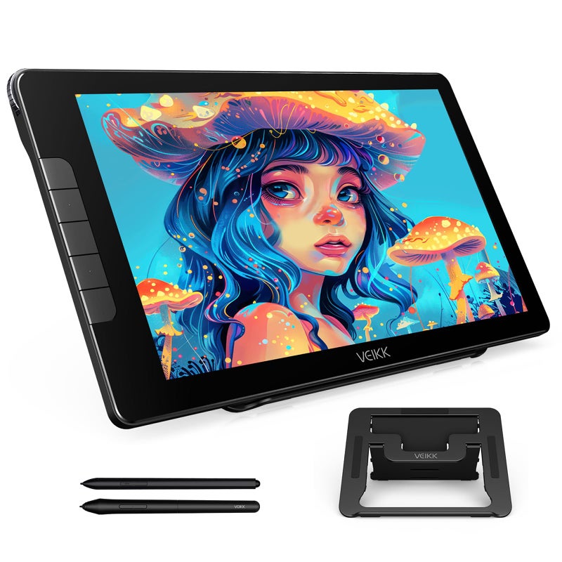 VEIKK Studio 16 Drawing Tablet with Screen 156 Inch Pen Display FullLaminated AntiGlare Glass 125 sRGB16384 Pressure BatteryFree Pen 2 Pcs 5 Shortcut Keys and Quick Dial Adjustable Stand - Image 2