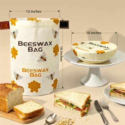 OHIYO Beeswax Bread Bags for Homemade Reusable Bowl Cover for Proofing Elastic Sourdough Bowl Cover Bread Baker Set - Image 3