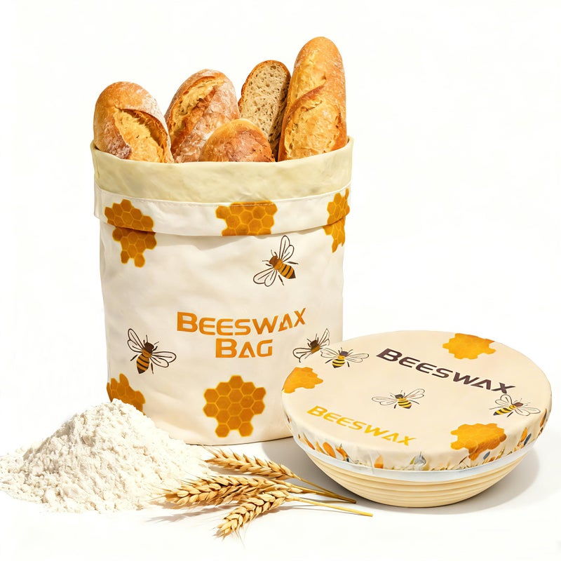 OHIYO Beeswax Bread Bags for Homemade Reusable Bowl Cover for Proofing Elastic Sourdough Bowl Cover Bread Baker Set - Image 2