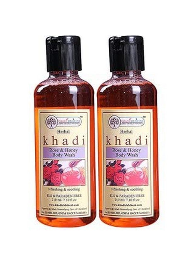 KHADI RISHIKESH Herbal Rose Honey Nourishing Body Wash For Softer, Smoother Skin With Rose Geranium Oil,Aloe Vera,Honey,Essential Oil Add Natural Radiance (Pack Of 2 (2X210Ml)) - Image 2