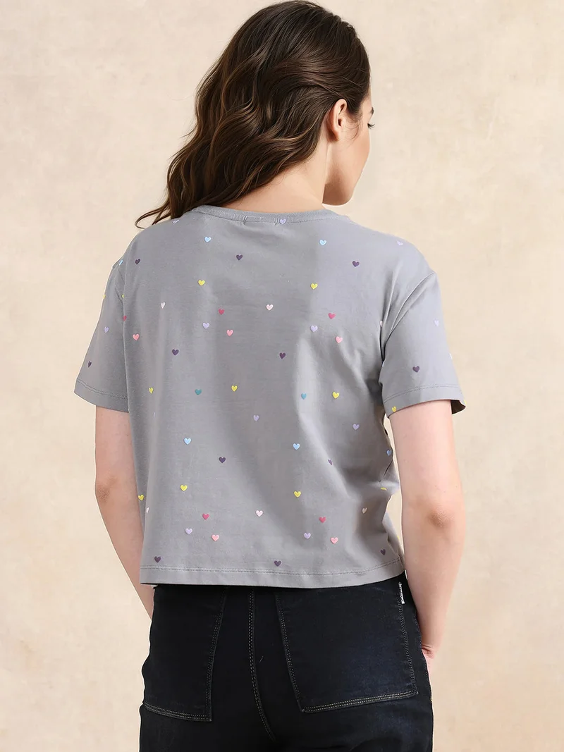 Rareism Women's All Over Puff Printed T Shirt