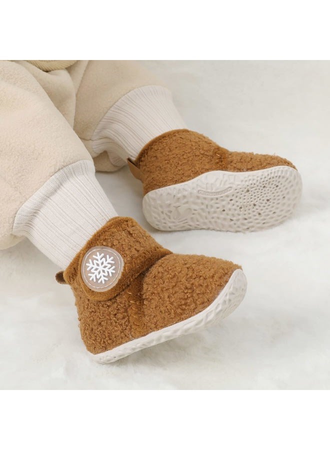 FEETCITY Baby Booties Girls Boys Infant Slippers First Walkers Shoes Warm Socks Newborn Crib Shoes, Dbrown, 6-12 Months - Image 2