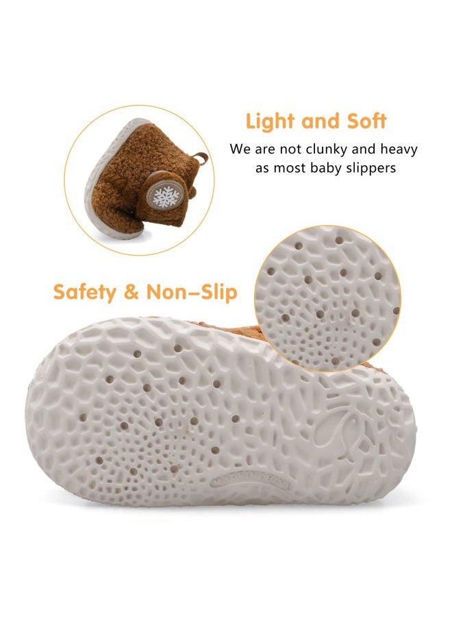 FEETCITY Baby Booties Girls Boys Infant Slippers First Walkers Shoes Warm Socks Newborn Crib Shoes, Dbrown, 6-12 Months - Image 5