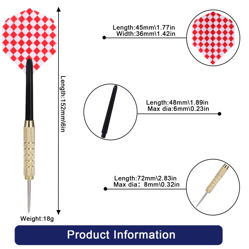 Wloedor 18Grams Steel Tip Darts, 18Pcs Professional Metal Tip Darts, Premium Darts Set, Standard Flights, Dart for Dartsboard, Dart for Indoor Sport - Image 3