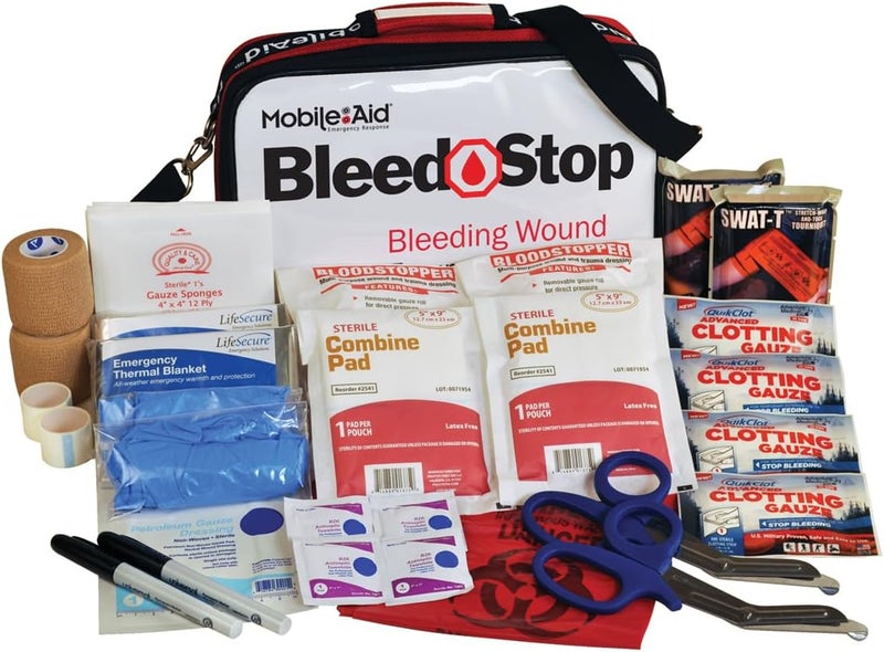 MobileAid BleedStop Double 100 Bleeding Control Gunshot Wound Trauma First Aid Kit Treats 2 Bleeding Wounds - Image 1