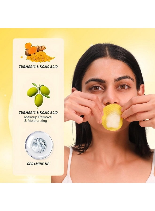 Orbica Turmeric & Kojic Acid Face Cleansing Pads for Dark Spots, Skin Brightening & Acne Prevention|Vitamin C, Retinol & Chamomile Hydrolat|For Women & Men|All Skin Type|60 Pieces Pack of 1 - Image 4