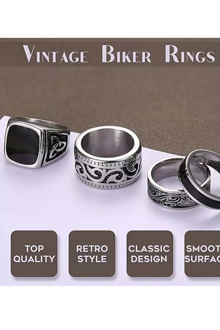 أوليس فيرس  طقم خاتمين رجاليين من الفولاذ المقاوم للصدأ - تصميم كلتيكي عريض عصري وكلاسيكي - Image 5