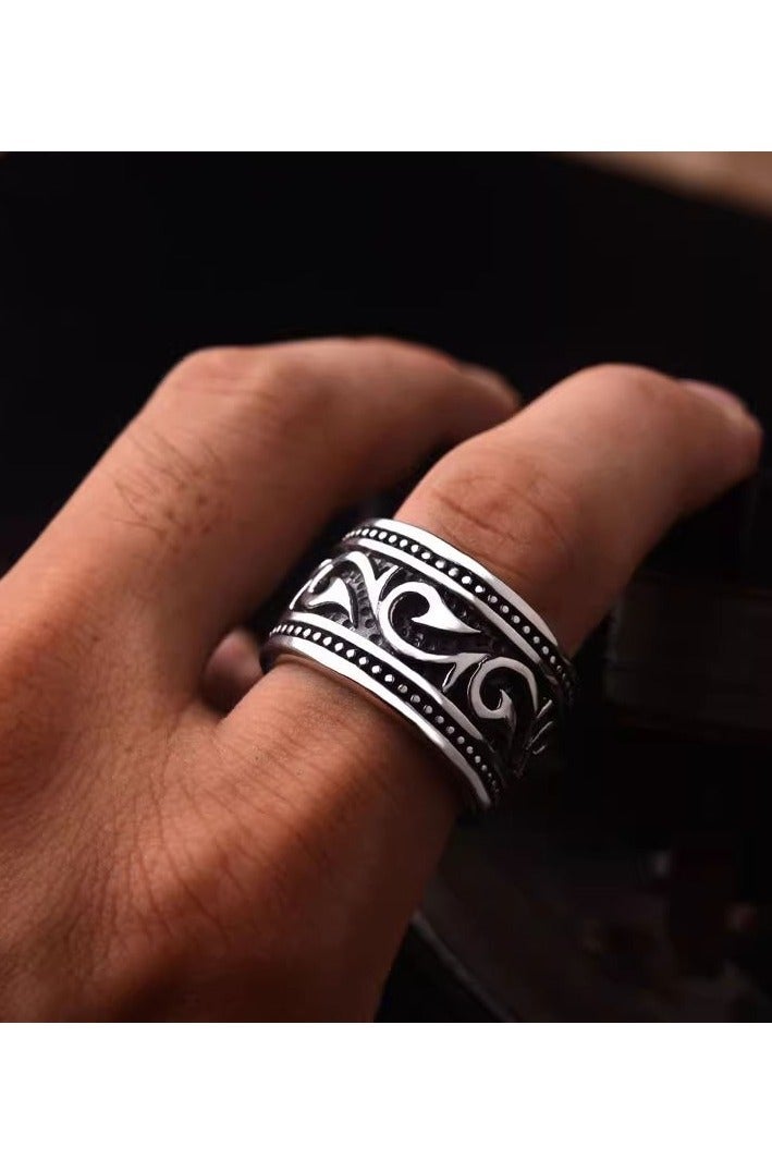 أوليس فيرس  طقم خاتمين رجاليين من الفولاذ المقاوم للصدأ - تصميم كلتيكي عريض عصري وكلاسيكي - Image 4