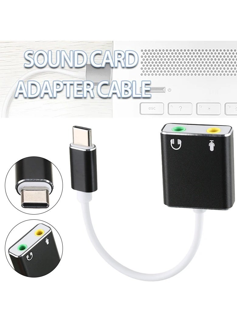 ELIKLIV USB Type-C External Sound Card Adapter, 1 x USB-C to 2-Pin Stereo Audio Adapter, 3.5mm, USB 3.1 Type-C Stereo Audio Adapter, Type-C to 3.5mm Auxiliary Headphone Connector Adapter, Portable Stereo Adapter Available for Windows, Linux, and laptops  - Image 2