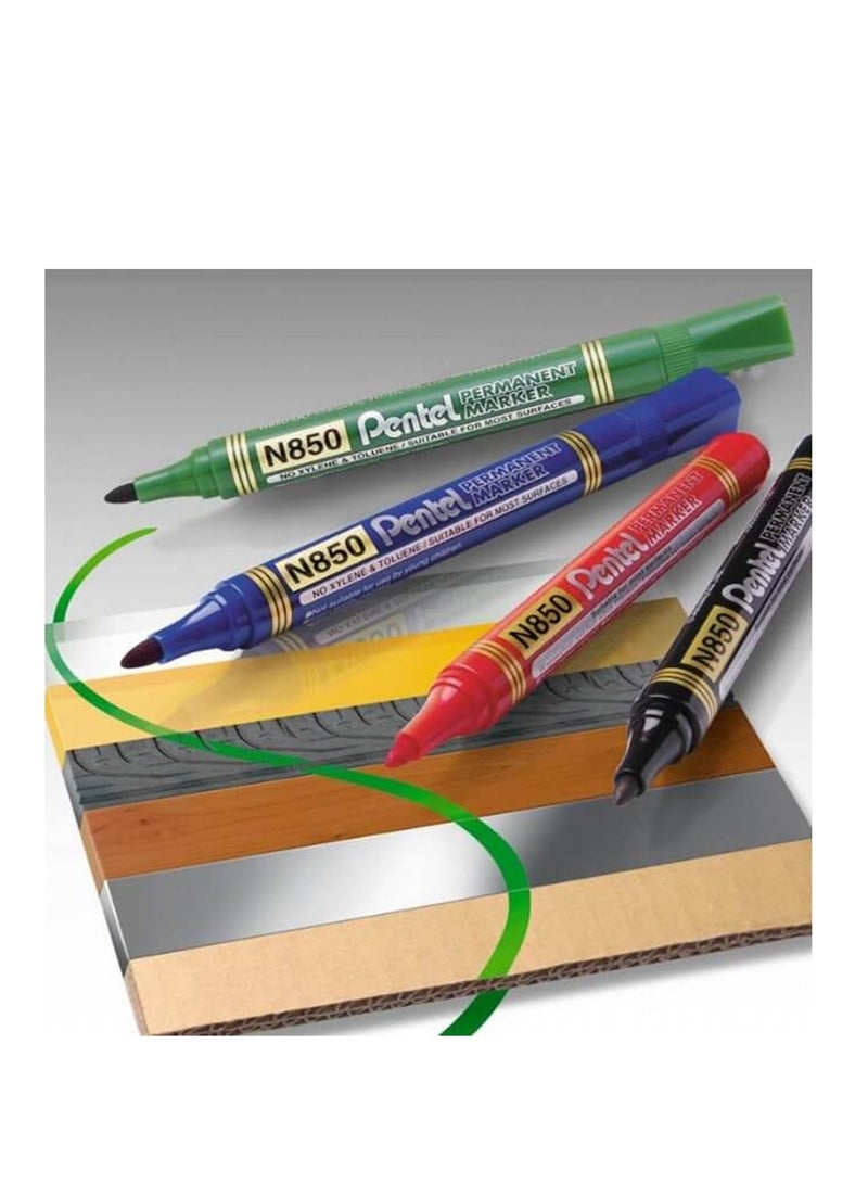 Pentel 12 قطعة قلم تحديد دائم طرف مدبب حبر أحمر - Image 3