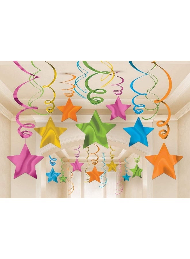 Amscan Multi Shooting Stars Swirl Decorations 30pcs - Image 1