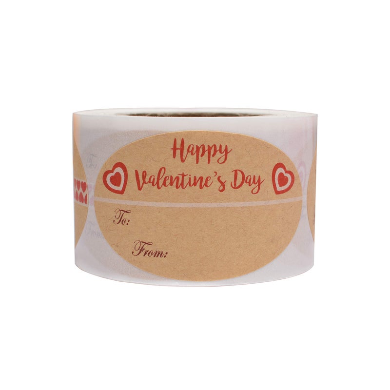 Cualfec Valentine's Day to and from Stickers Valentine's Heart Stickers 1.5"x2.5" Natural Kraft Gift Tags 4 Unique Heart Designs for Gift Wrapping, Box and Envelope Sealing - 200 Stickers - Image 1