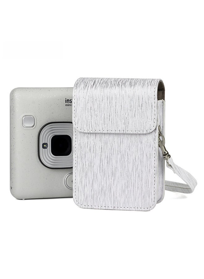 Generic For Polaroid Mini Liplay Camera Bag Brushed Protective Cover PU Leather One-shoulder Retro Camera Storage Bag-Color:Quicksand Gold (wave Point Model)  - Image 4