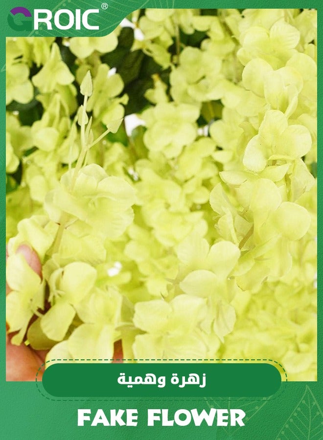 GROIC 12 Pack Increased Density Wisteria Artificial Fake Flower Bushy Silk Vine Ratta Hanging Garland for Wedding Party Garden Outdoor Greenery Home Wall Deco (Green) - Image 2