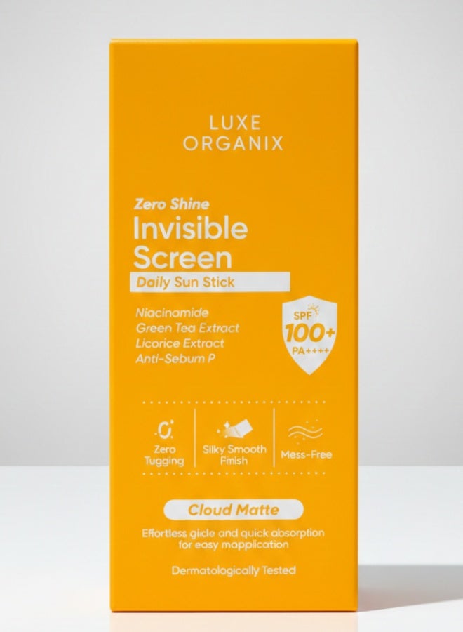 LUXE ORGANIX Zero Shine Invisible Screen Daily Sun Stick Cloud Matte 20 g SPF Sun Protection Oil Control Matte Finish Invisible Sunscreen For Face - Image 1