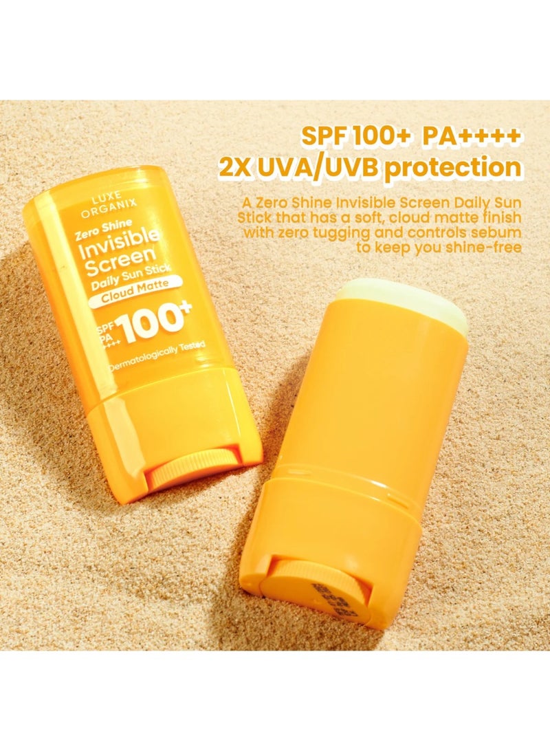 LUXE ORGANIX Zero Shine Invisible Screen Daily Sun Stick Cloud Matte 20 g SPF Sun Protection Oil Control Matte Finish Invisible Sunscreen For Face - Image 3